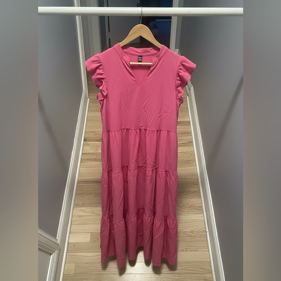 SHEIN Pink Tiered Midi Dress XL - Picture 6 of 6